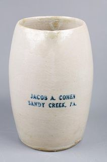Jacob A. Cohen Pennsylvania Stoneware Pitcher