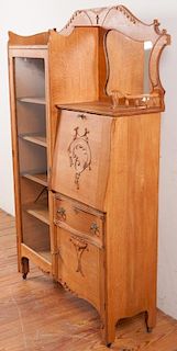 Victorian Oak Side by Side Secretary Bookcase