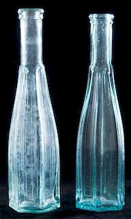 Antique Pepper Sauce Glass Bottles, Two (2)