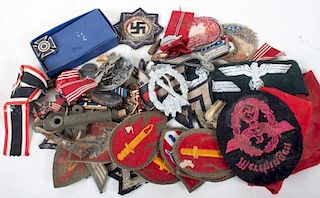 Assortment of Nazi & American WW II badges, etc.