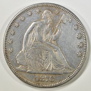 1876 SEATED LIBERTY HALF DOLLAR CH AU
