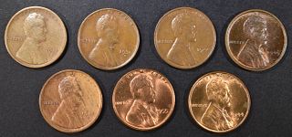 LOT OF 7 MIXED DATE LINCOLN WHEAT CENTS:
