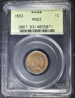 1863 INDIAN CENT  PCGS MS-63