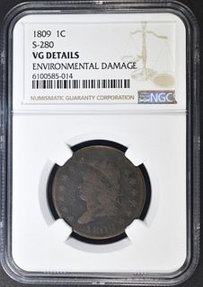 1809 S-280 LARGE CENT  NGC VG DETAILS