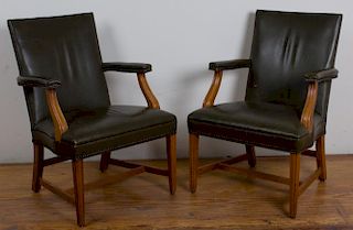W.H. Gunlocke Leather Armchairs, Pair
