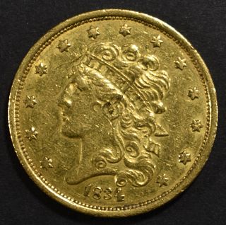1834 PLAIN 4 GOLD $5 LIBERTY CH AU