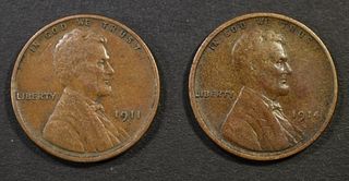 1911-S & 14-S LINCOLN CENTS VF-XF