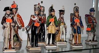 Nine continental porcelain Napoleonic figures