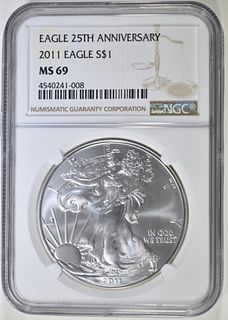 2011 AMERICAN SILVER EAGLE NGC MS 69