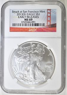 2013 S AMERICAN SILVER EAGLE ER NGC MS 69