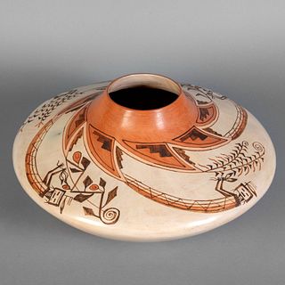 Lucy Leuppe McKelevy [Ateed Sai (Sand Girl)], (Dine [Navajo], b. 1950), Whirling Rainbows and Four Sacred Plants Polychrome Vessel