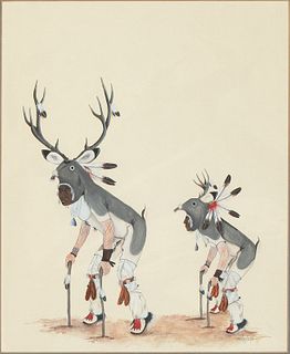 Arthur James Menchego, Untitled (Two Deer Dancers), 1977