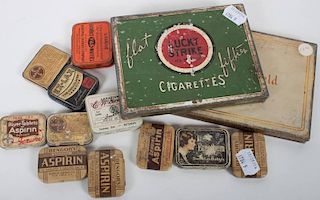 13 assorted advertising tins