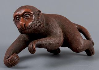 Ceramic Monkey Sculpture, Signed