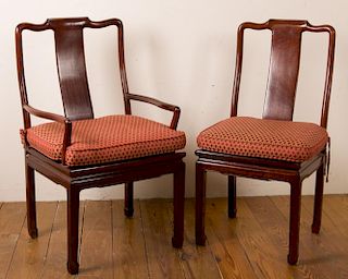 Chinese Style Exotic Hardwood Chairs, Pair