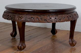 E 20th C Carved Chinese Round Table