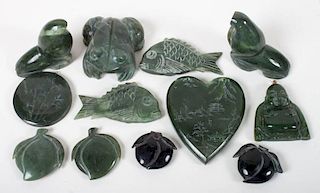 13 jade amulets and figures