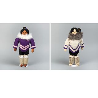 Emily Powers, (Labrador), Pair of Tea Dolls (Innikueu): Each Figure with Baby on Back,