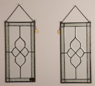 Beveled Glass Hanging Panel, Pair
