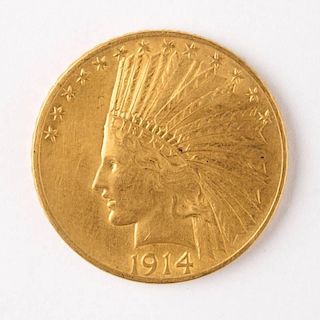 United States Indian Head type gold eagle, 1914
