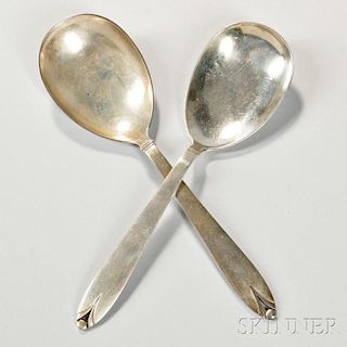 Two Danish Sterling Silver Serving Spoons