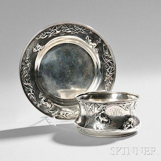 Art Nouveau Sterling Silver Bowl and Undertray