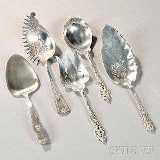Five American Silver Serving Pieces