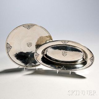 Two Pieces of Wallace Arts and Crafts-style Sterling Silver Hollowware
