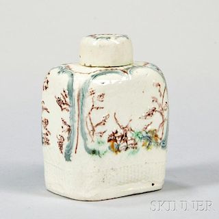 Staffordshire Lead-glazed Creamware Tea Canister and Cover