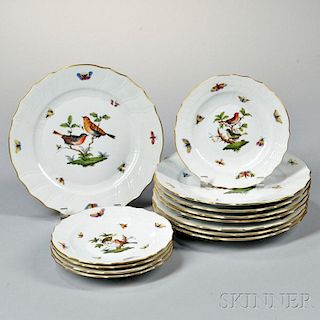 Group of Herend Porcelain Rothschild Bird Tableware