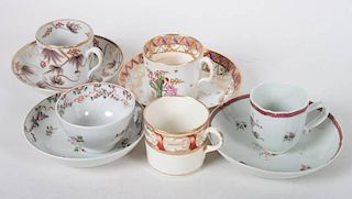 Five English and Chinese Export cups & 4 saucers