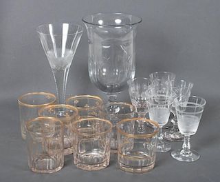 14 pieces of  Anglo-Irish and American glassware