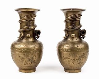 Pair of Chinese brass vases