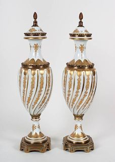 Pair of Limoges porcelain urns