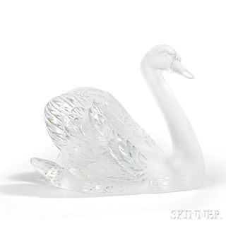 Large Lalique Swan Sculpture