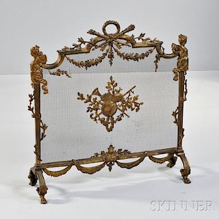 Louis XVI-style Gilt-metal Fireplace Screen