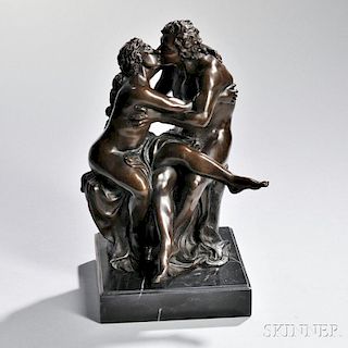 After Alfred Barye (French, 1839-1882)       Bronze Figure of a Kissing Couple