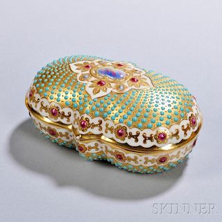 Jeweled Coalport Porcelain Box and Cover