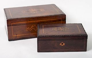 Two Victorian walnut boxes