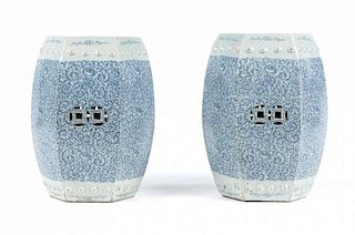 Pair of Chinese Export porcelain garden seats