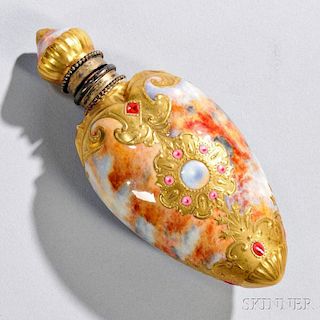 Jeweled Coalport Porcelain Scent Bottle