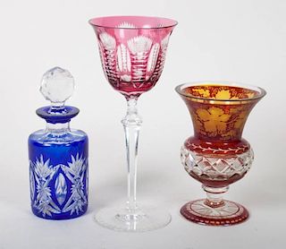 Three Czecho-Bohemian glass articles