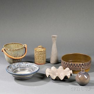 Seven Scandinavian Pottery Items