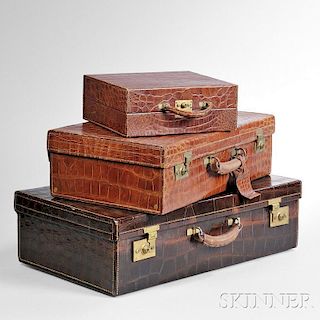 Three-piece Set of Asprey Alligator Luggage