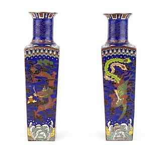 Pair of Chinese cloisonne enamel vases
