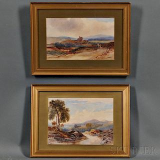 British School, 19th Century      Two Watercolor Landscapes