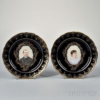 Two Meissen-style Portrait Plates