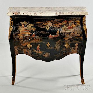 Louis XV-style Japanned Marble-top Commode