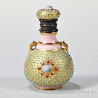 Jeweled Coalport Porcelain Perfume Bottle