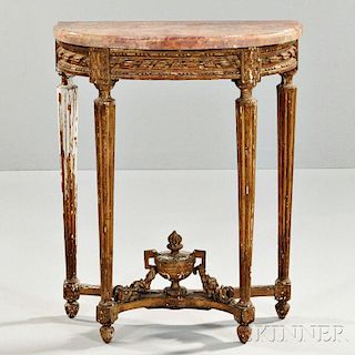 Louis XVI-style Marble-top Giltwood Table